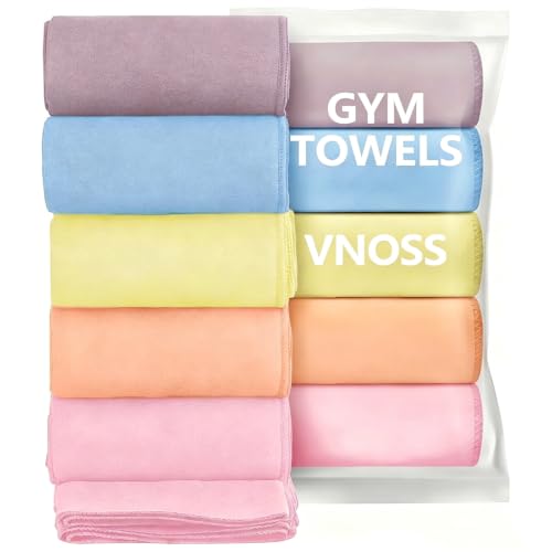 Microfiber Gym Towels - Quick Dry & Highly Absorbent - Set of 5, Pastel Colors - 16x27 Inch