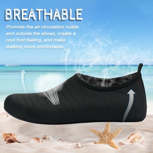 Quick-Dry Water Shoes for Men & Women - Size 8.5-9.5/7.5-8, Black
