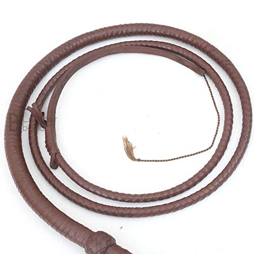 8 Foot Indiana Jones Style Leather Bullwhip - Dark Brown Cowhide Handcrafted Equestrian Whip