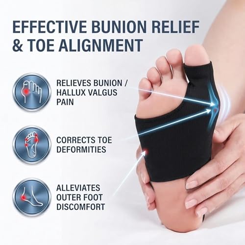 Bunion Corrector for Women & Men - Big Toe Straightener with Splint & Pads - Black