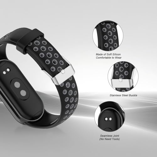 Silicone Replacement Strap for Xiaomi Mi Band 8 - Gray & Black