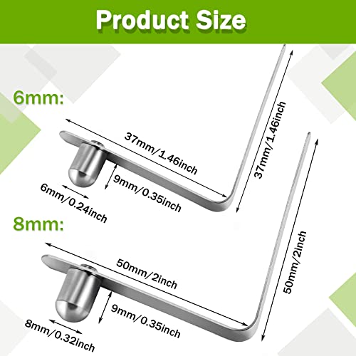 8 Pcs Stainless Steel Push Button Spring Clips - Silver / 6mm