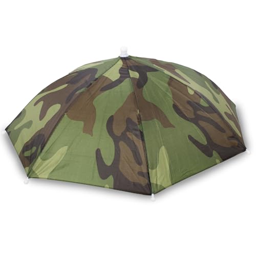 Windy City Novelties 13” Hands-Free Umbrella Hat – Camouflage, Sun & Rain Protection