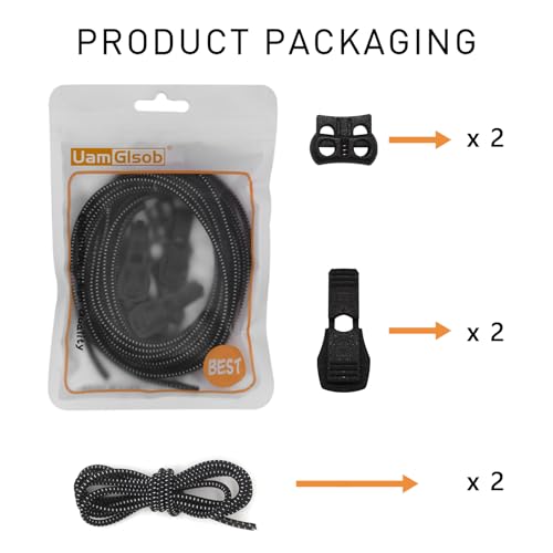 Elastic No Tie Shoe Laces - Replacement for Keen Sandal - Black