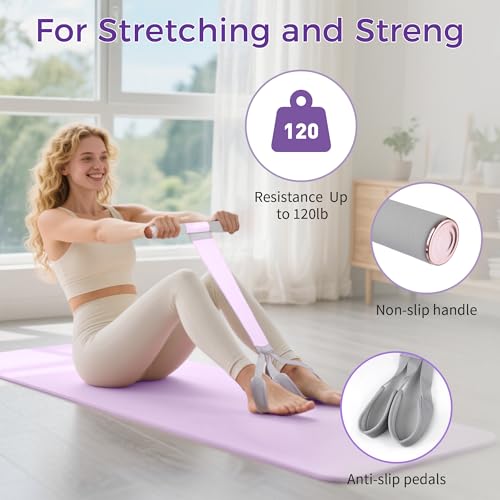 Pedal Resistance Band with Handles - 120lb Heavy Duty Fabric - Purple Nylon
