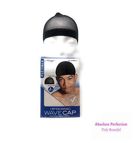 Wave Cap Stocking Wig Liner - Black, 2 Pack