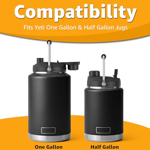 Yeti Rambler Jug Lid 2-in-1 Leakproof Spout & Straw Replacement BPA-Free