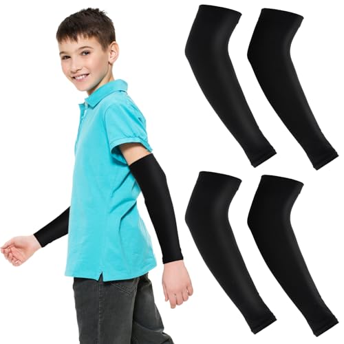 Kids Arm Sleeves UV Sun Protection - 2 Pairs Black