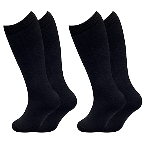 Kids Soccer Socks - Toddler Knee High Tube Socks, 2 Pack Black (3-6 Years)