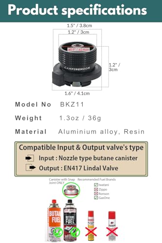 Butane Adapter for Camping Canisters - Black, Model BKZ11