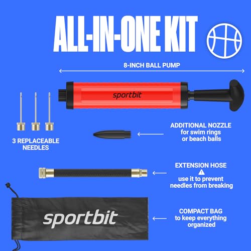 Portable Hand Pump for Basketball, Volleyball, Soccer & Football