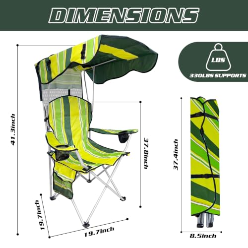 Camping Chair with Canopy Shade - Portable Folding Outdoor Seat