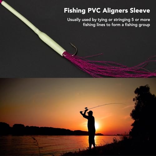HERCHR 30pcs Night Fishing Glow Crimp Protectors Luminous PVC Rigs for Deep Water & Trolling