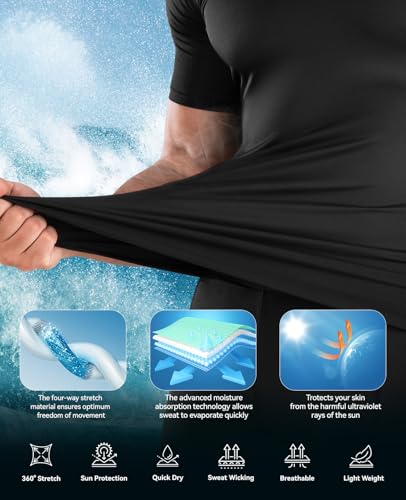 Niksa Men's Compression Workout Shirt Black Small 1-Pack Short Sleeve Moisture Wicking Base Layer