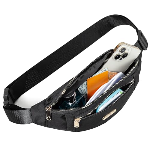 Fanny Pack Crossbody Bag for Women - Lightweight Black Waist Pack