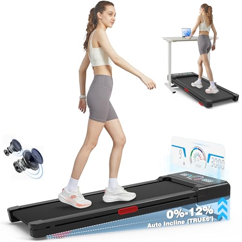 Under Desk Treadmill with 12% Auto Incline, 450 lb Capacity, Bluetooth Speaker