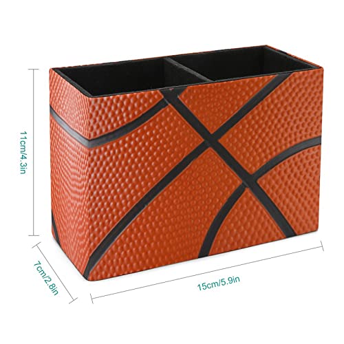 Basketball Pen Holder - Leather Desk Organizer with 2 Compartments