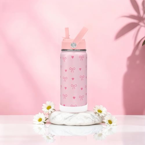 Straw Lid & Silicone Boot for Wide Mouth Water Bottles - Pink