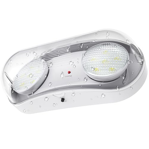 Wet Location Rated Outdoor Emergency Light,Waterproof Exterior Led Emergency Lights with Battery Backup,Adjustable Heads,Commercial Hardwired Emergency Lighting,UL Listed,120-347V(1 Pack)