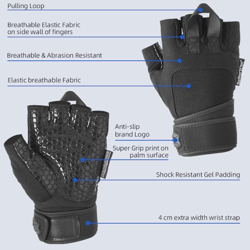 Tactical Gloves with Touchscreen - Black, Large - Full/Half Finger