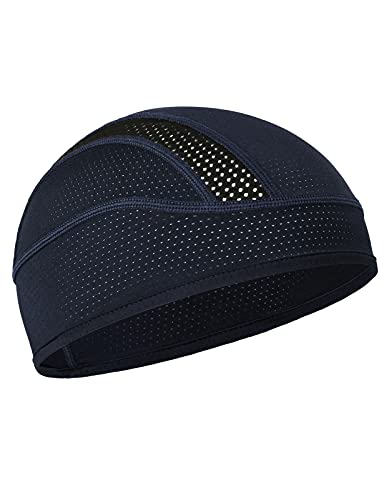 Cooling Skull Cap - Breathable Mesh Sweat Control Helmet Liner - Dark Blue, One Size