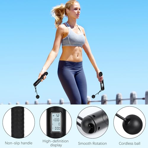 Adjustable Jump Rope with Counter - Cordless Weighted Skipping