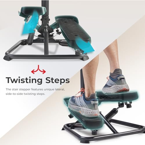 Smart Twist Stair Stepper with Adjustable Handlebar - Black
