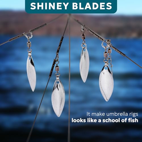 Alabama Umbrella Rig for Bass Fishing - 4-Blade Silver Fishing Lure Setup