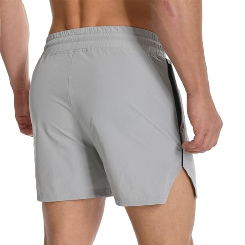 Men's 5-Inch Athletic Gym Shorts - Medium Grey