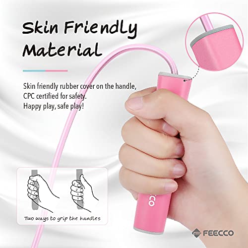 Jump Rope for Kids - Adjustable Length, Pink & Blue - Hot Pink