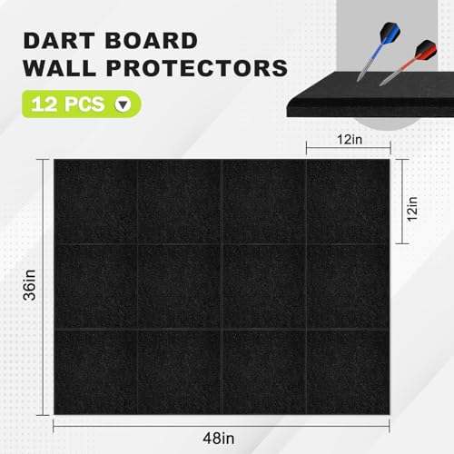 Black 12-Pack Dart Board Wall Protector Felt Surround for Wall Protection