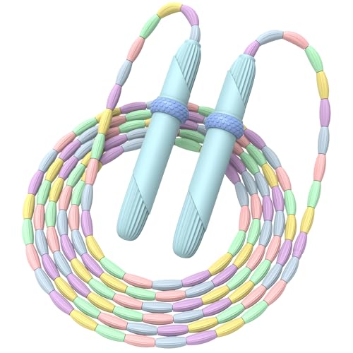 Adjustable Beaded Jump Rope for Kids & Adults - Blue