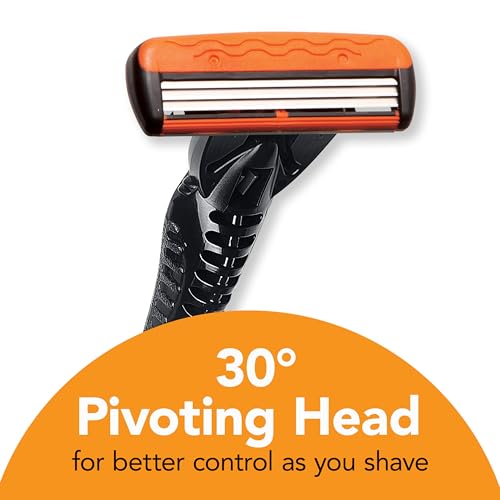 Comfort 3 Refillable Razor Set - 1 Handle & 6 Cartridges - Black/Orange