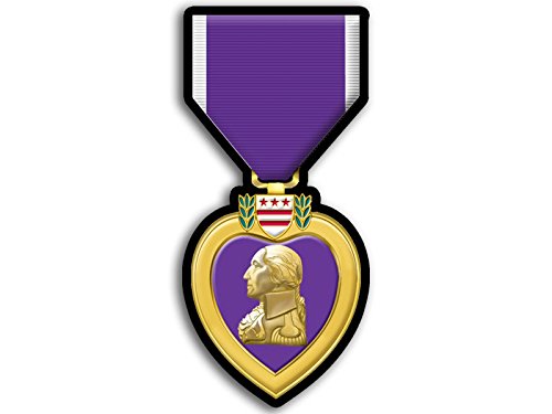 Purple Heart Award Vinyl Decal - 2 x 4 Inch Military Sticker