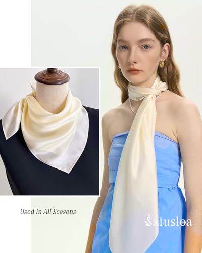 Solid Color Satin Neck Scarf for Women - 23.6 Inches