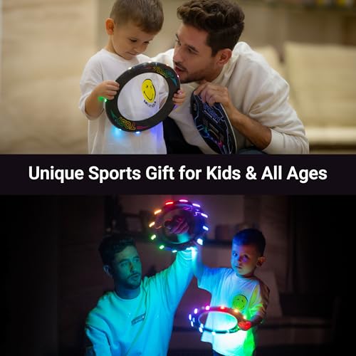 Flying Ring with RGB LED Lights - Waterproof & Soft Rim Toy