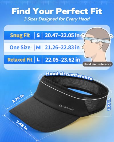 Lightweight Sun Visor Hat for Women & Men - Medium Black
