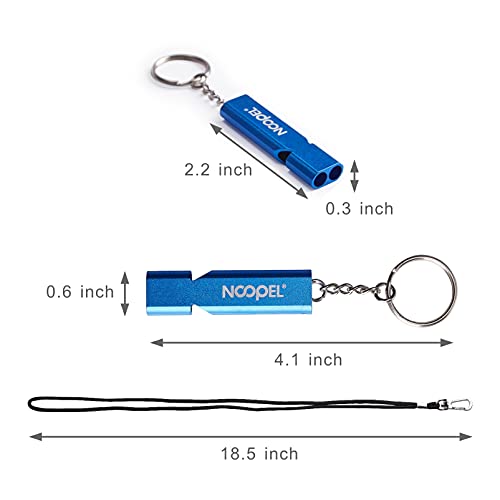 Emergency Survival Whistles - 2 Pack Blue with Lanyard & Keychain
