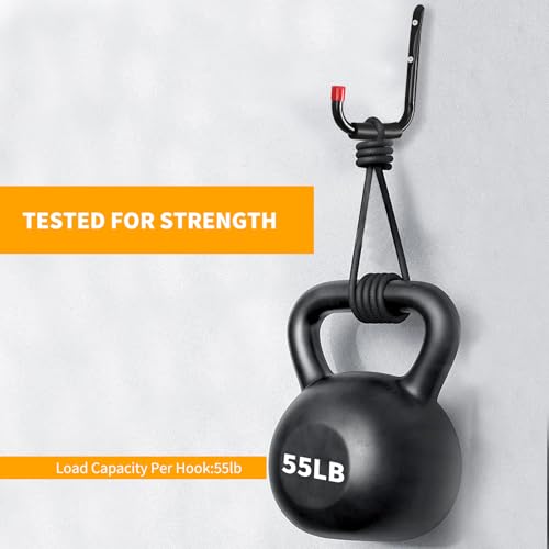 6 Pack Garage Hooks Heavy Duty, Utility Steel Hooks with EVA Foam Padding, 15inch Wall Mount J Organizer Hanger for Hanging Bikes Kayak Garden Tool Hose Bike Shelf