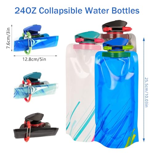 Collapsible Water Bottle – 23oz Leakproof Portable Bottle, White+Blue