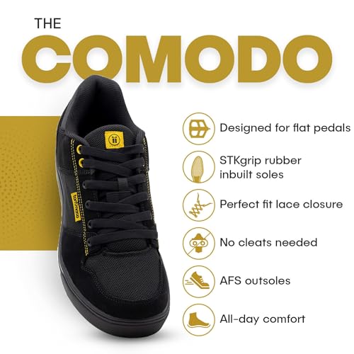 Men's Mountain Bike Shoes - Comfortable Cycling Sneakers - Black / 10.5