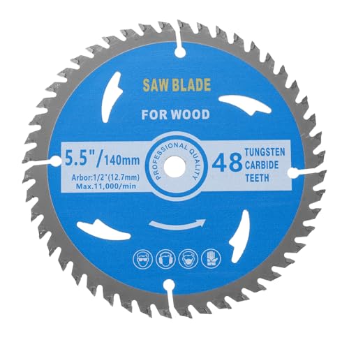 Circular Saw Blade - [5-1/2-inch x 48 Teeth x 1/2" Arbor] Circular Metal Cutting Blade for Woodworking Plastic Use, 0.09-inch Kerf