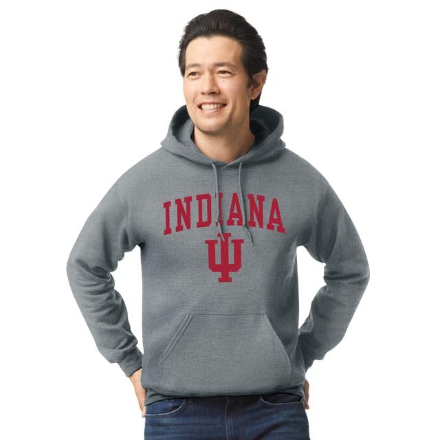 Barnesmith Unisex Hooded Sweatshirt Large Indiana University Charcoal Grey - Cotton/Poly Blend