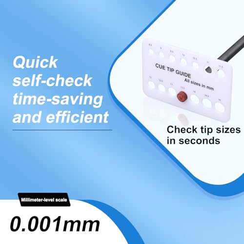 Billiard Cue Tip Size Measuring Tool - 8.5mm to 15mm - White