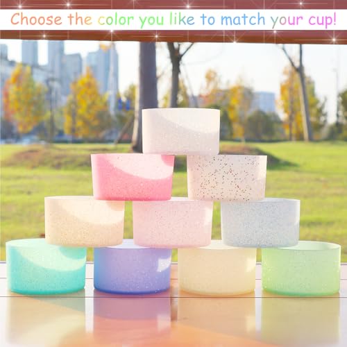 Glitter Silicone Protective Boot Sleeve for Water Bottles - Light Yellow