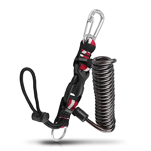 OVOVFANY Black Coiled Diving Lanyard with Quick Release Buckle