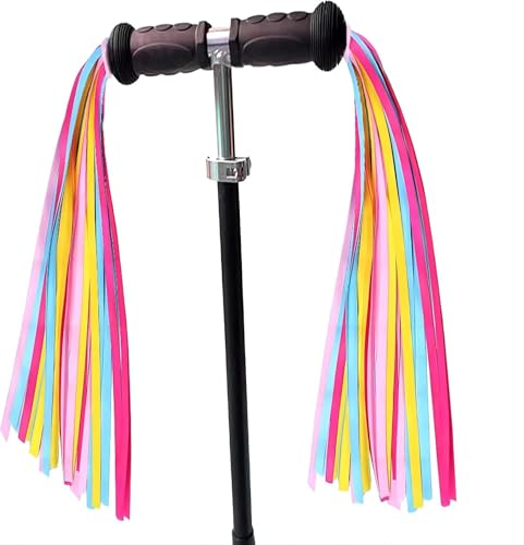 Rainbow Bicycle Ribbons for Kids - 2 Pack Tassels for Bicycles & Scooters