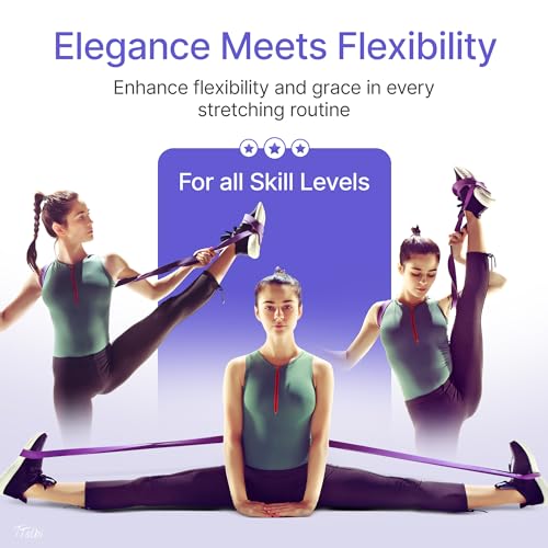 Purple Ballet Stretch Bands Set with Foot Mini Loop - Flexibility Trainer for Dance & Yoga