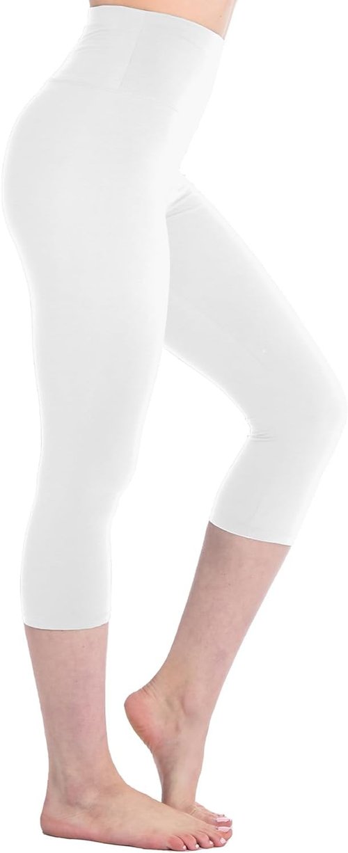 Ipletix Capri Leggings - High Waist Women's Yoga Pants for Comfortable Workouts | White
