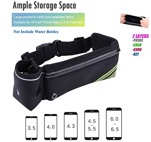 Waterproof Running Belt with Water Bottle Holder - Fanny Pack for Runners